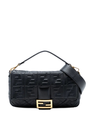 Fendi Pre-Owned 2010-2026 Large Zucca Embossed Leather Baguette satchel - Black