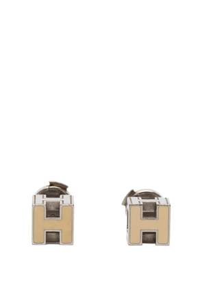 Hermès Pre-Owned 2000-2025 Palladium Plated Enamel Cage dH Cube Push Back Earrings costume earrings - Neutrals