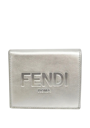Fendi Pre-Owned 2010-2025 Metallic Leather Logo Bifold Compact Wallet small wallets - Silver