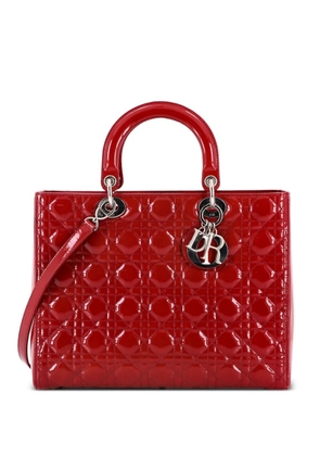 Christian Dior Pre-Owned Lady Dior Bag Cannage Quilt Patent Large satchel - Red
