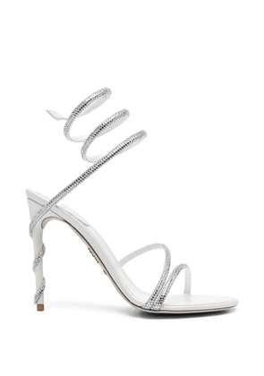 René Caovilla Margot embellished satin heeled sandals - White
