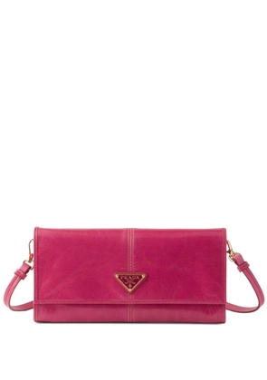 Prada leather wallet with shoulder strap - Pink