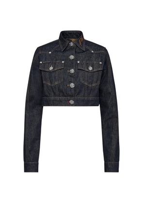Philipp Plein Chains cropped denim jacket - Blue
