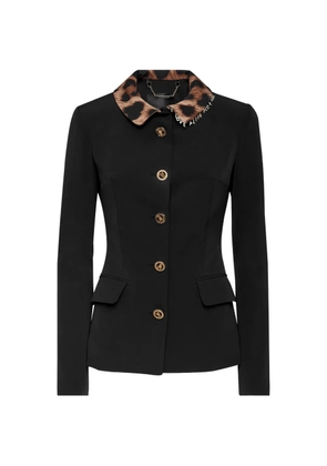 Philipp Plein leopard collar Cady jacket - Black