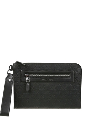 Michael Kors logo-embossed leather pouch - Black