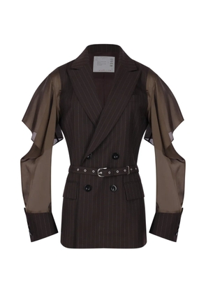 sacai belted jacket - Brown