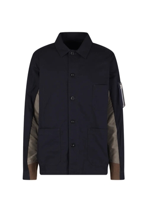 sacai button closure multiple pockets jacket - Black
