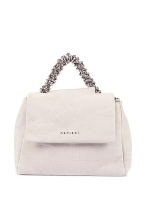 Orciani crocodile-effect chain-link shoulder bag - White
