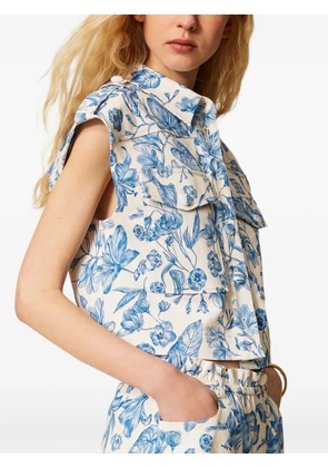 TWINSET floral-print cotton cropped vest - Blue