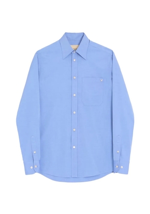 Valentino Garavani Oxford Cotton Shirt With Vgold - Blue