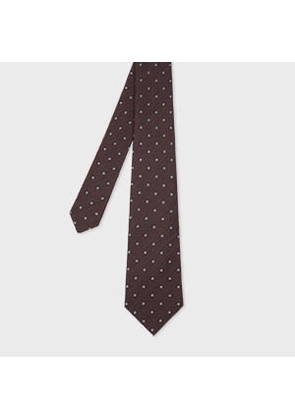 Paul Smith Brown Silk and Wool-Blend Polka Dot Tie