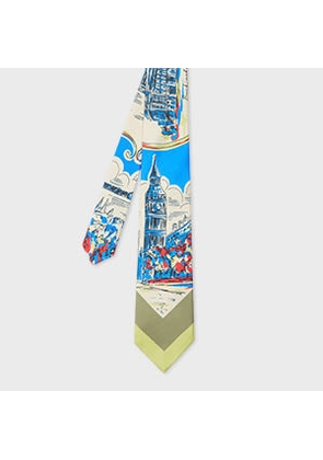 Paul Smith 'London' Print Silk Tie Blue