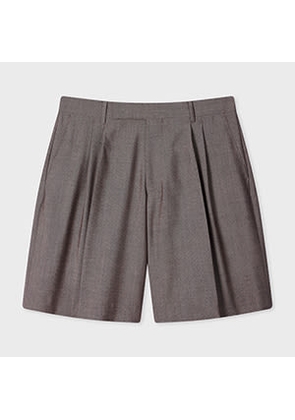 Paul Smith Brown Wool-Mohair Pleated Shorts