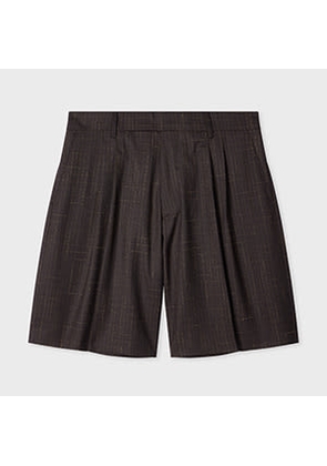 Paul Smith Aubergine Wool Check Pleated Shorts Purple