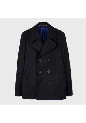 PS Paul Smith Navy Wool-Cashmere Pea Coat Blue