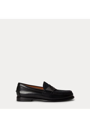 Alston Raffia-Trim Leather Penny Loafer