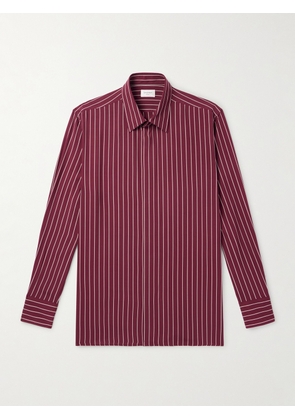 SAINT LAURENT - Pinstriped Crepe Shirt - Men - Red - 39