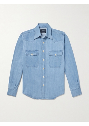 Drake's - Denim Western Shirt - Men - Blue - S