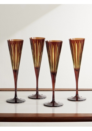 L'Objet - Prism Set of Four Champagne Flutes - Men - Brown