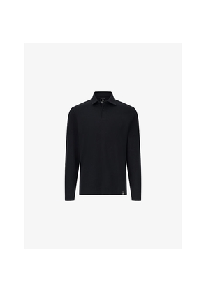 Mens Boggi Milano Logo-Embroidered Long-Sleeve Cotton Polo