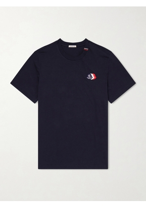 Moncler - Logo-Appliquéd Cotton-Jersey T-Shirt - Men - Blue - S