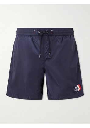Moncler - Slim-Fit Mid-Length Logo-Appliquéd Swim Shorts - Men - Blue - S