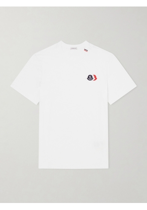 Moncler - Logo-Appliquéd Cotton-Jersey T-Shirt - Men - White - S