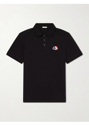 Moncler - Logo-Appliquéd Cotton-Piqué Polo Shirt - Men - Black - S
