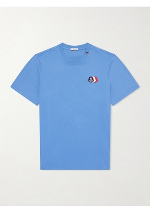 Moncler - Logo-Appliquéd Cotton-Jersey T-Shirt - Men - Blue - S