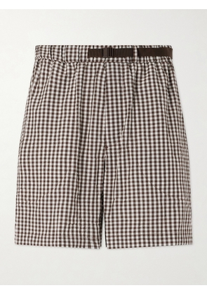 Moncler - Straight-Leg Checked Cotton-Blend Shorts - Men - Brown - S
