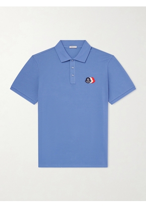 Moncler - Logo-Appliquéd Cotton-Piqué Polo Shirt - Men - Blue - S