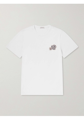 Moncler - Logo-Appliquéd Cotton-Jersey T-Shirt - Men - White - S