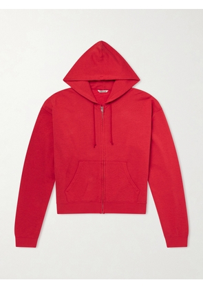 Auralee - Cotton, Wool and Silk-Blend Zip-Up Hoodie - Men - Red - 3