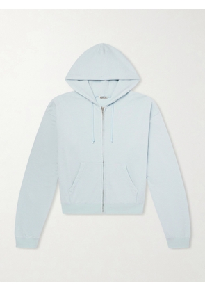 Auralee - Cotton, Wool and Silk-Blend Zip-Up Hoodie - Men - Blue - 3