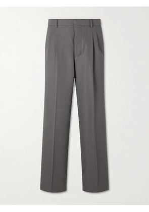 AMI PARIS - Wide-Leg Pleated Wool Trousers - Men - Gray - FR 38