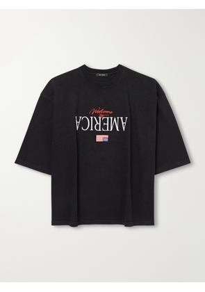 Willy Chavarria - Welcome To America Logo-Embroidered Cotton-Jersey T-Shirt - Men - Black - XS