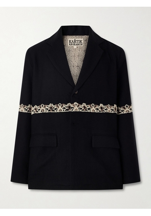 Kartik Research - Embroidered Wool Blazer - Men - Black - XS