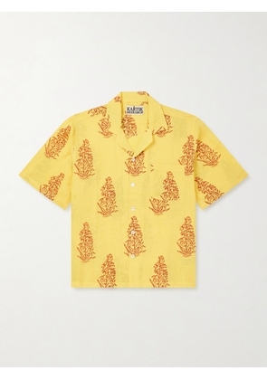 Kartik Research - Camp-Collar Printed Linen Shirt - Men - Yellow - S