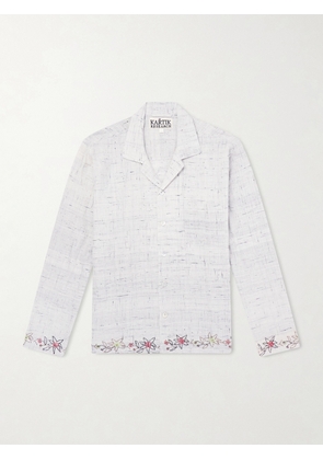 Kartik Research - Camp-Collar Bead-Embellished Embroidered Cotton-Voile Shirt - Men - Gray - S