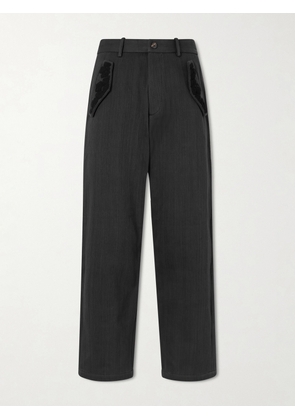 Kartik Research - Straight-Leg Embroidered Cotton-Twill Trousers - Men - Black - UK/US 30