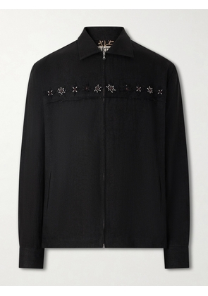 Kartik Research - Embroidered Linen Jacket - Men - Black - S
