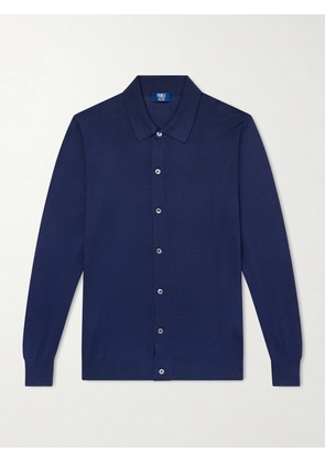 FEDELI - Knitted Wool Polo Shirt - Men - Blue - IT 46