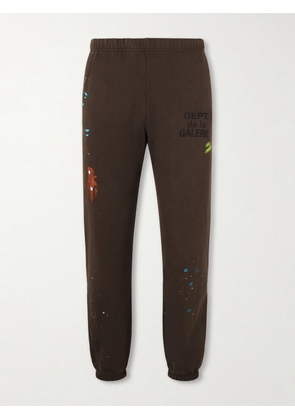Gallery Dept. - Logo-Print Paint-Splattered Cotton-Jersey Sweatpants - Men - Brown - XS