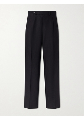 Stòffa - Wide-Leg Pleated Linen Trousers - Men - Black - IT 46