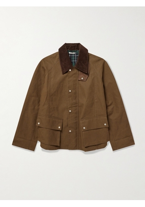 JW Anderson - Corduroy-Trimmed Waxed-Cotton Field Jacket - Men - Green - S