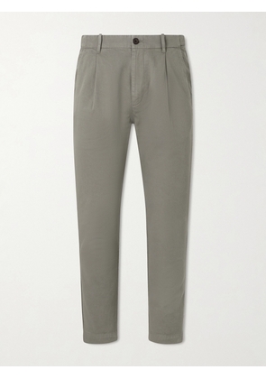 Mr P. - Daniel Tapered Pleated Cotton-Canvas Trousers - Men - Gray - 28
