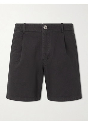 Mr P. - Wide-Leg Pleated Cotton-Canvas Shorts - Men - Gray - 28