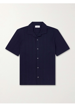 Mr P. - Camp-Collar Textured Organic Cotton Shirt - Men - Blue - XS