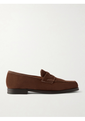 John Lobb - Lopez Suede Penny Loafers - Men - Brown - UK 6