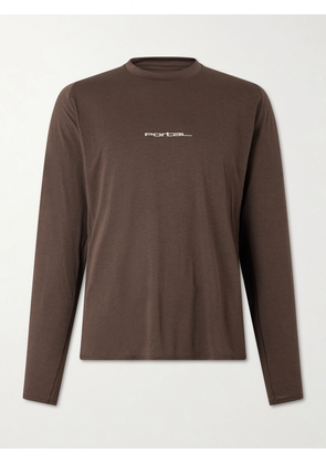 Portal - Lateral Peak Logo-Print Recycled-Jersey T-Shirt - Men - Brown - XS